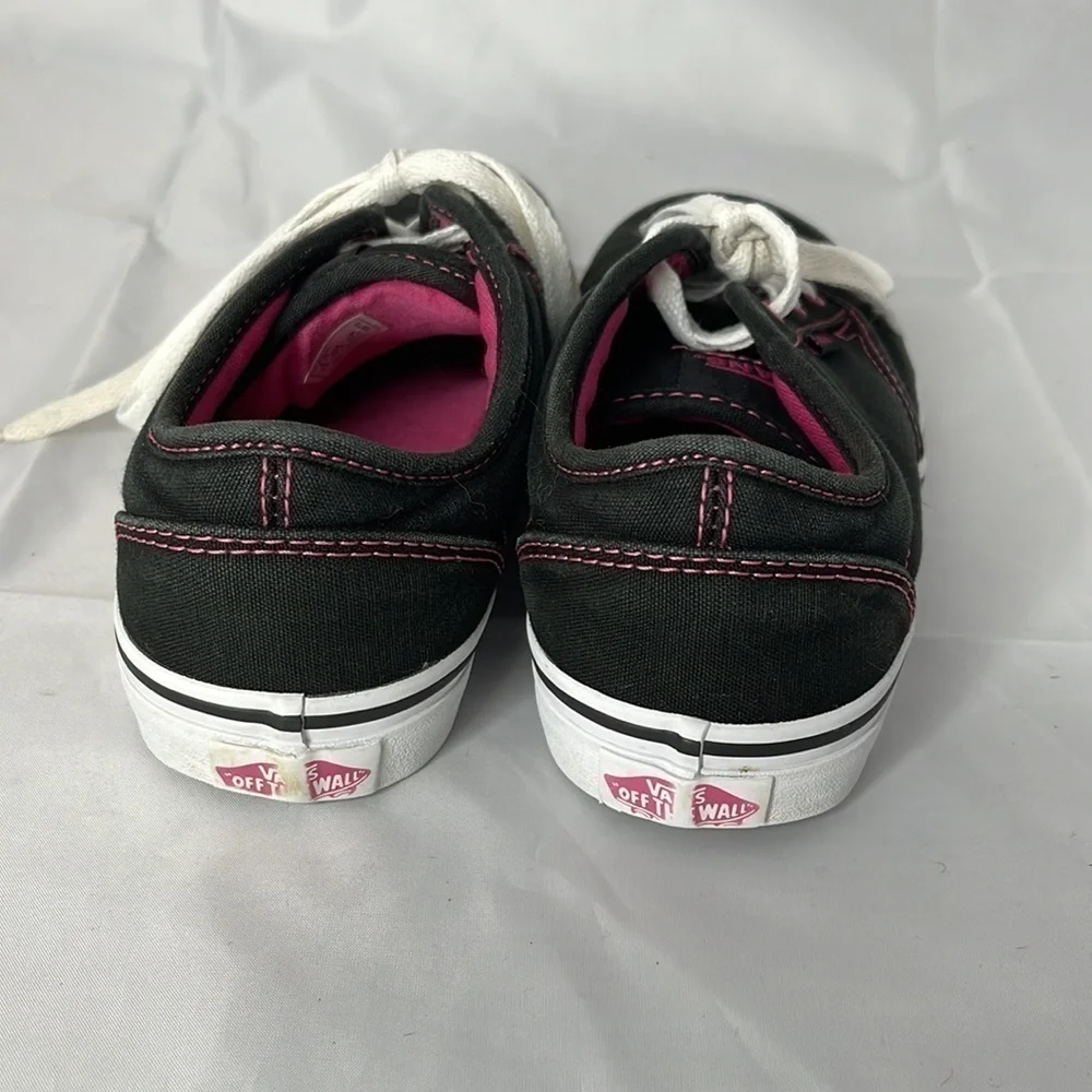 VANS Missy Girls Canvas Sneakers Black Pink Lace  Up Low Top Padded Tongue 4 - Picture 9 of 11